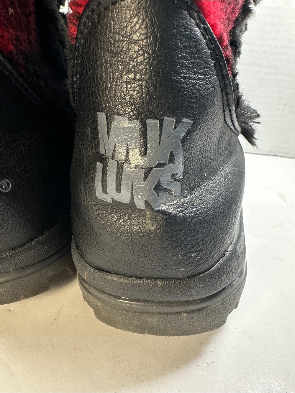 Muk Luks Women’s Snow Boots Black Red Faux-Fur Plaid - Picture 5 of 8